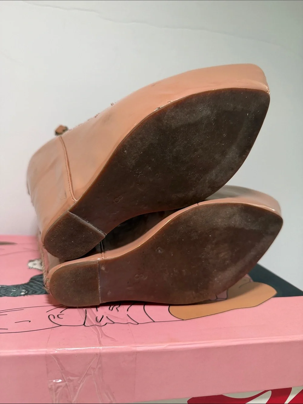 Jeffrey Campbell - Nude Patent Platform Wedge Pumps with Ankle Strap